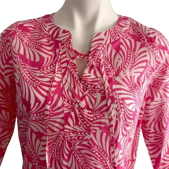 𝅺nwt Talbots Palm Print Tunic Top Blouse Women’s Size S - Picture 3 of 10